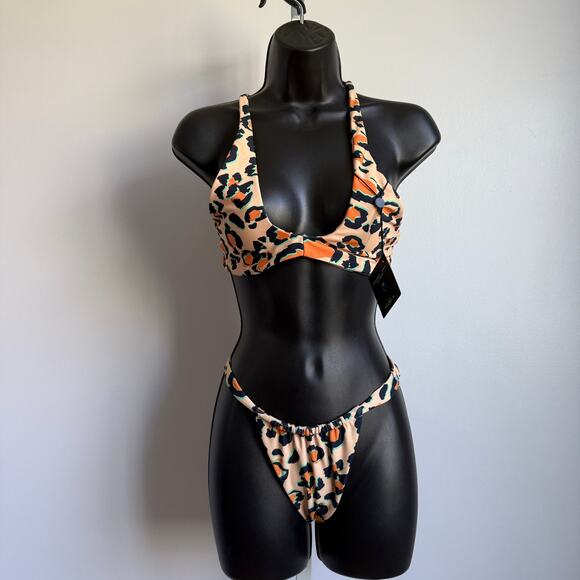 SKATIE Top (M) Bottoms (S) Leopard‎ Print Bikini Set NWT - Picture 1 of 10